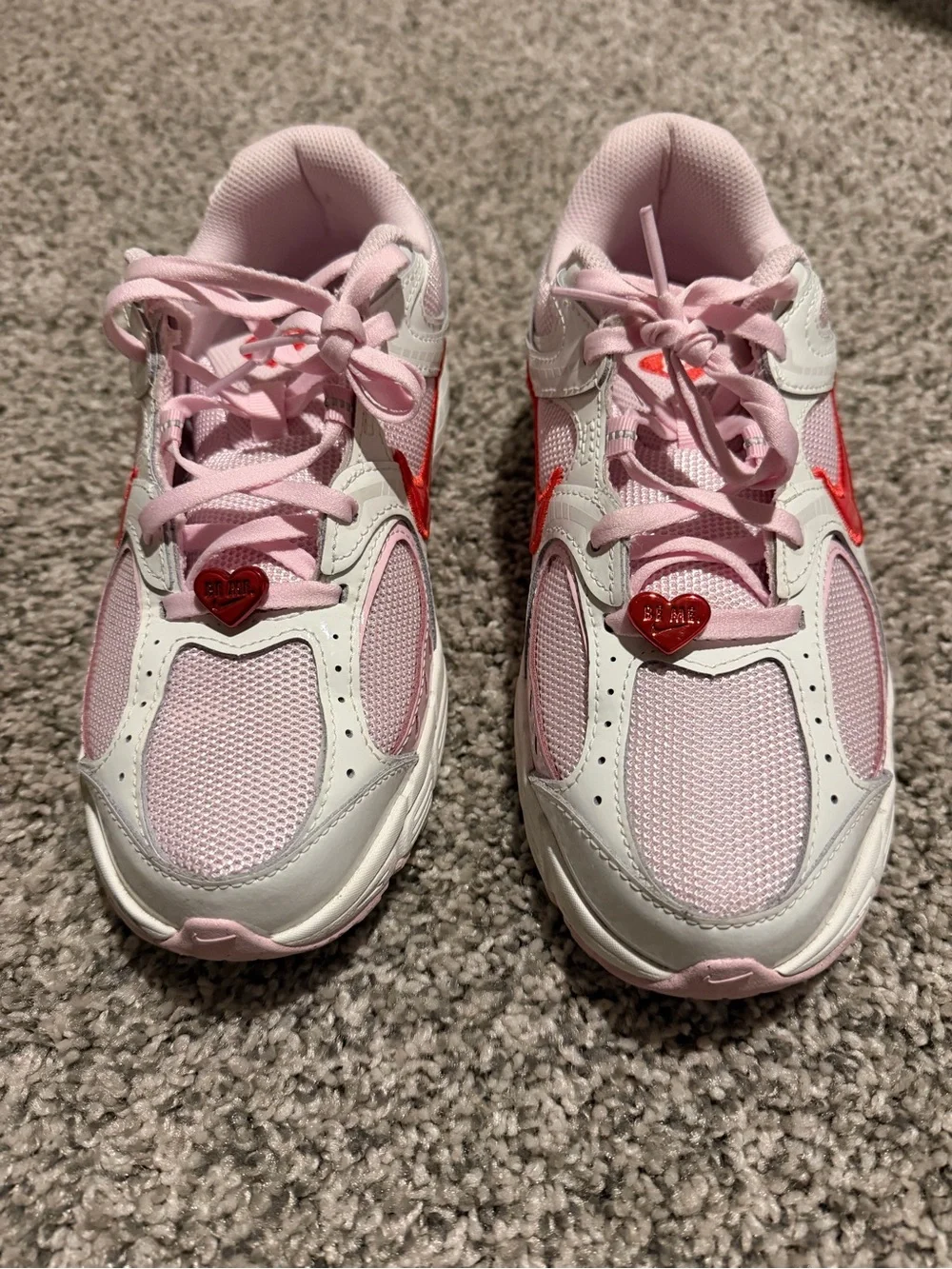 Nike Kids Pink and White Heart Accent Sneakers